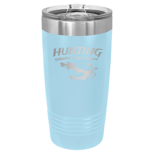 Hunting Cheaper than Therapy 20 oz Tumbler | Light Blue