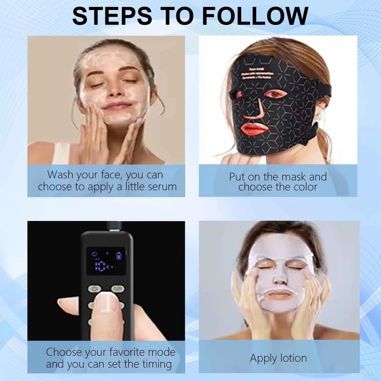 UBilli LED Face Mask 4-Wavelength Light Therapy Device