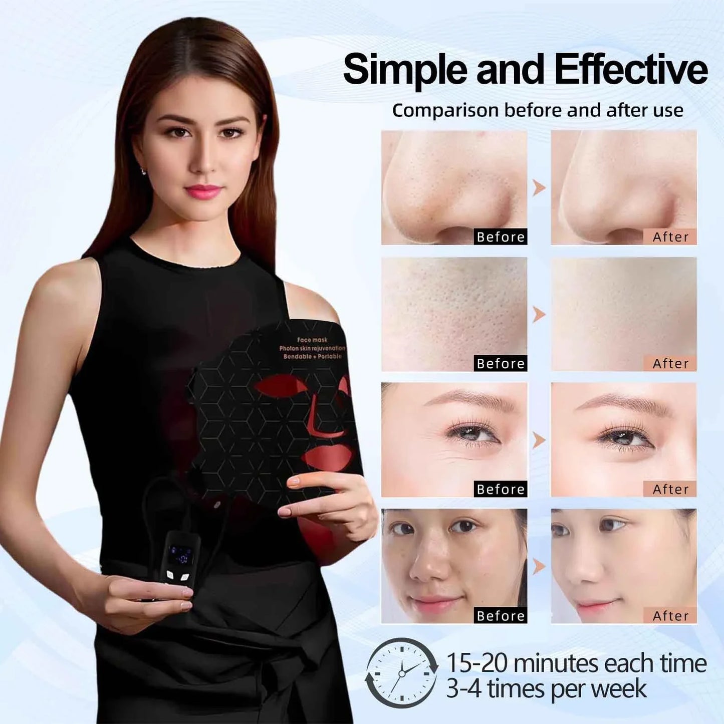 UBilli LED Face Mask 4-Wavelength Light Therapy Device