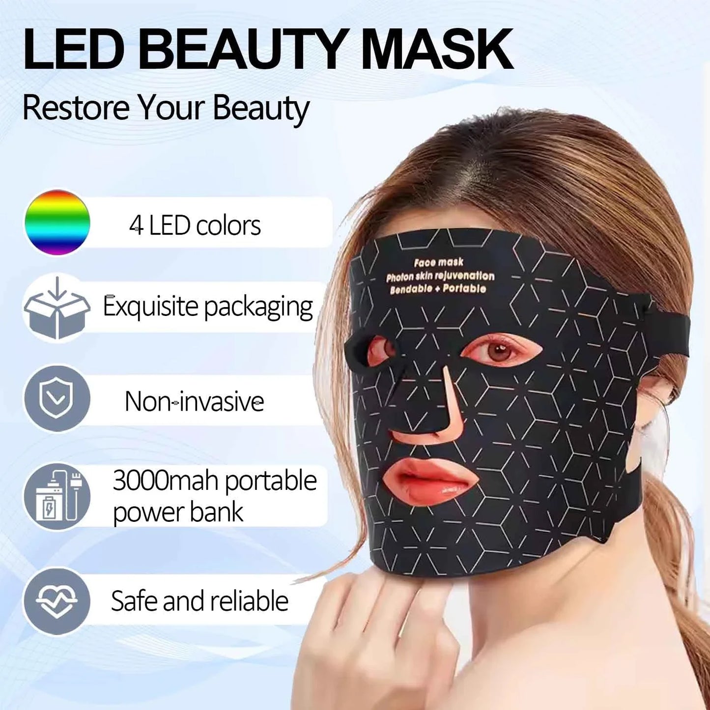 UBilli LED Face Mask 4-Wavelength Light Therapy Device